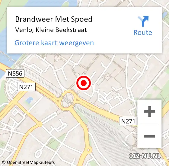 Locatie op kaart van de 112 melding: Brandweer Met Spoed Naar Venlo, Kleine Beekstraat op 4 augustus 2018 02:52