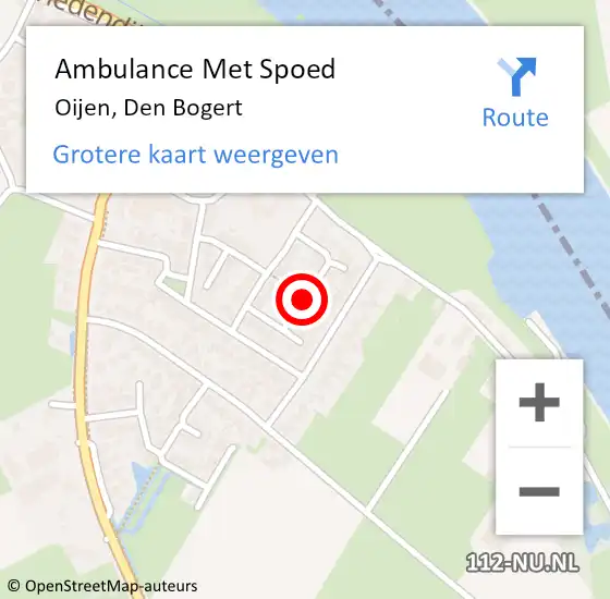 Locatie op kaart van de 112 melding: Ambulance Met Spoed Naar Oijen, Den Bogert op 4 augustus 2018 03:52