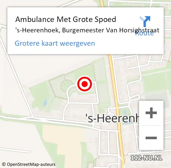 Locatie op kaart van de 112 melding: Ambulance Met Grote Spoed Naar 's-Heerenhoek, Burgemeester Van Horsighstraat op 4 augustus 2018 06:30
