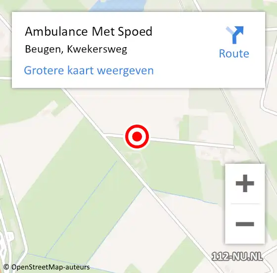 Locatie op kaart van de 112 melding: Ambulance Met Spoed Naar Beugen, Kwekersweg op 4 augustus 2018 07:27