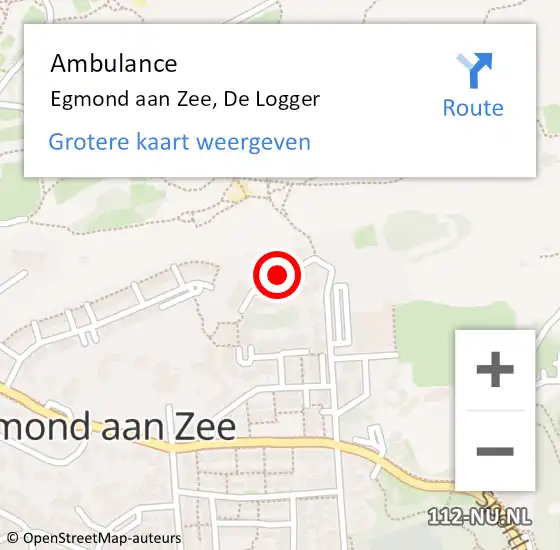 Locatie op kaart van de 112 melding: Ambulance Egmond aan Zee, De Logger op 4 augustus 2018 08:05