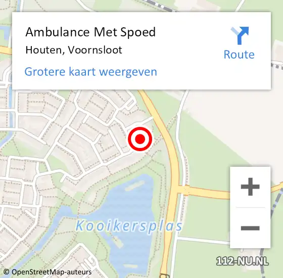 Locatie op kaart van de 112 melding: Ambulance Met Spoed Naar Houten, Voornsloot op 4 augustus 2018 08:44