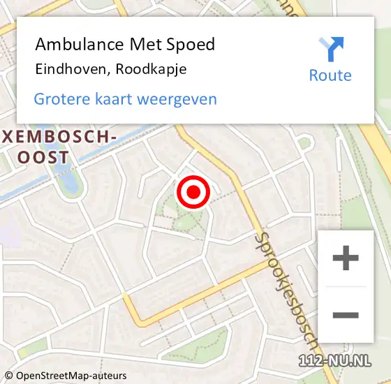 Locatie op kaart van de 112 melding: Ambulance Met Spoed Naar Eindhoven, Roodkapje op 4 augustus 2018 09:00