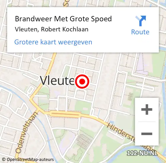 Locatie op kaart van de 112 melding: Brandweer Met Grote Spoed Naar Vleuten, Robert Kochlaan op 4 augustus 2018 10:05