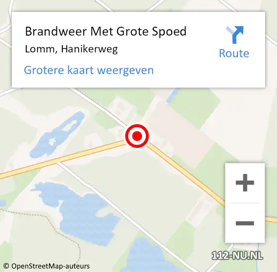 Locatie op kaart van de 112 melding: Brandweer Met Grote Spoed Naar Lomm, Hanikerweg op 4 augustus 2018 10:07