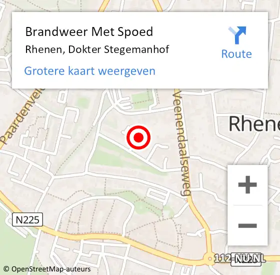 Locatie op kaart van de 112 melding: Brandweer Met Spoed Naar Rhenen, Dokter Stegemanhof op 4 augustus 2018 10:14