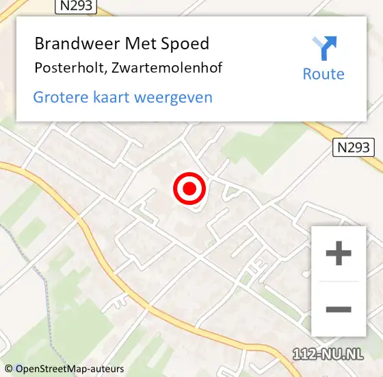 Locatie op kaart van de 112 melding: Brandweer Met Spoed Naar Posterholt, Zwartemolenhof op 4 augustus 2018 10:26