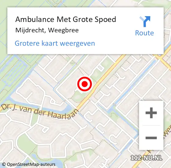 Locatie op kaart van de 112 melding: Ambulance Met Grote Spoed Naar Mijdrecht, Weegbree op 4 augustus 2018 10:31