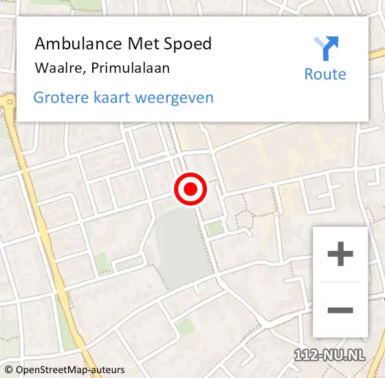 Locatie op kaart van de 112 melding: Ambulance Met Spoed Naar Waalre, Primulalaan op 4 augustus 2018 10:43