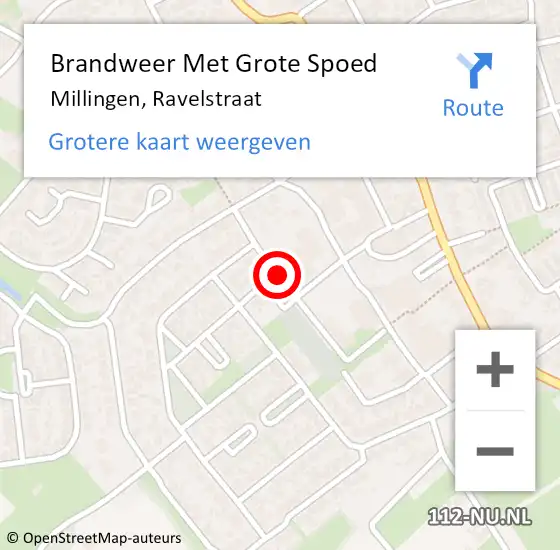 Locatie op kaart van de 112 melding: Brandweer Met Grote Spoed Naar Millingen, Ravelstraat op 4 augustus 2018 10:46