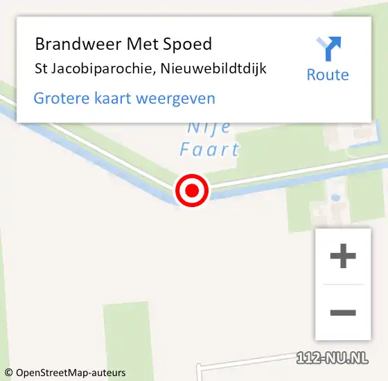 Locatie op kaart van de 112 melding: Brandweer Met Spoed Naar St Jacobiparochie, Nieuwebildtdijk op 4 augustus 2018 10:52