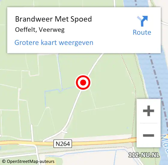 Locatie op kaart van de 112 melding: Brandweer Met Spoed Naar Oeffelt, Veerweg op 4 augustus 2018 11:04