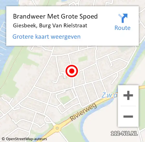 Locatie op kaart van de 112 melding: Brandweer Met Grote Spoed Naar Giesbeek, Burg Van Rielstraat op 4 augustus 2018 11:25