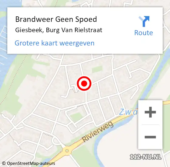 Locatie op kaart van de 112 melding: Brandweer Geen Spoed Naar Giesbeek, Burg Van Rielstraat op 4 augustus 2018 11:26