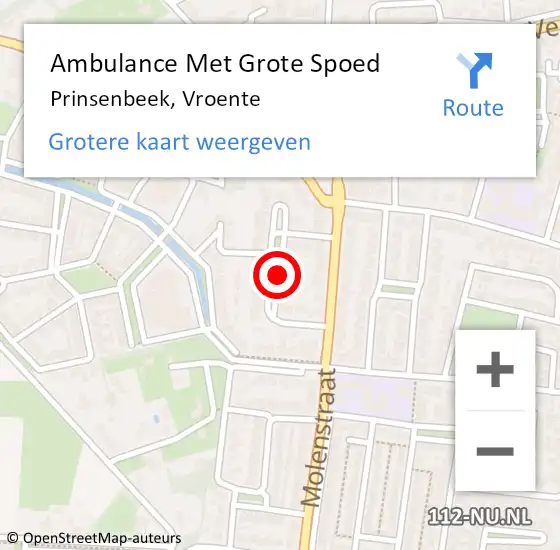 Locatie op kaart van de 112 melding: Ambulance Met Grote Spoed Naar Prinsenbeek, Vroente op 4 augustus 2018 11:26