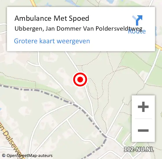 Locatie op kaart van de 112 melding: Ambulance Met Spoed Naar Ubbergen, Jan Dommer Van Poldersveldtweg op 4 augustus 2018 11:38