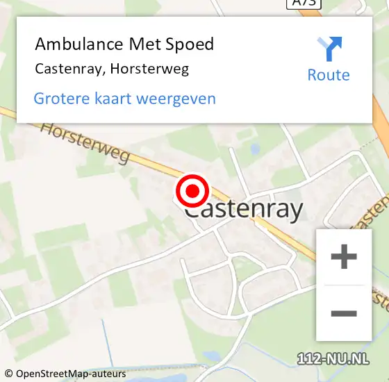 Locatie op kaart van de 112 melding: Ambulance Met Spoed Naar Castenray, Horsterweg op 5 maart 2014 03:43