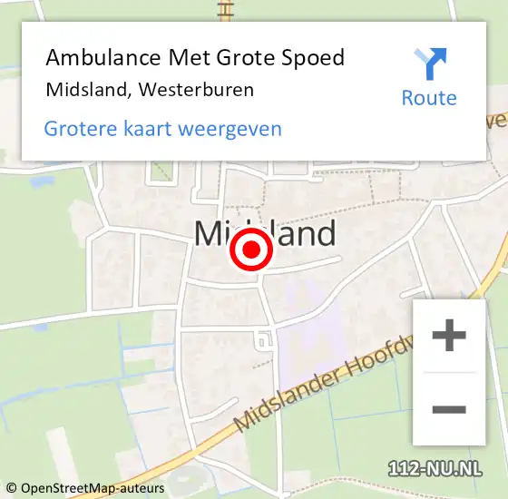 Locatie op kaart van de 112 melding: Ambulance Met Grote Spoed Naar Midsland, Westerburen op 5 maart 2014 03:43