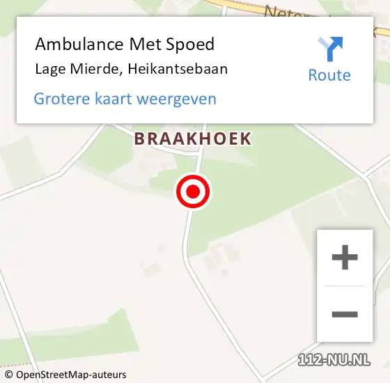 Locatie op kaart van de 112 melding: Ambulance Met Spoed Naar Lage Mierde, Heikantsebaan op 4 augustus 2018 11:54