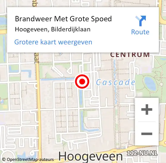 Locatie op kaart van de 112 melding: Brandweer Met Grote Spoed Naar Hoogeveen, Bilderdijklaan op 4 augustus 2018 12:16