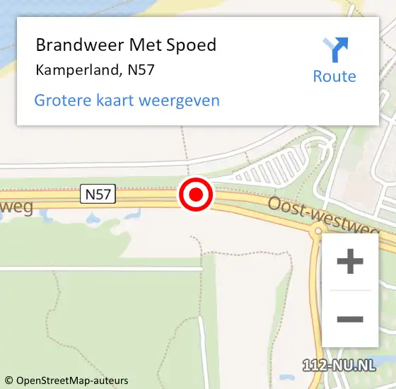 Locatie op kaart van de 112 melding: Brandweer Met Spoed Naar Kamperland, N57 op 4 augustus 2018 12:39