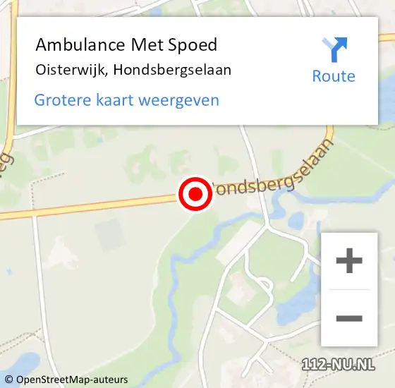 Locatie op kaart van de 112 melding: Ambulance Met Spoed Naar Oisterwijk, Hondsbergselaan op 4 augustus 2018 12:49