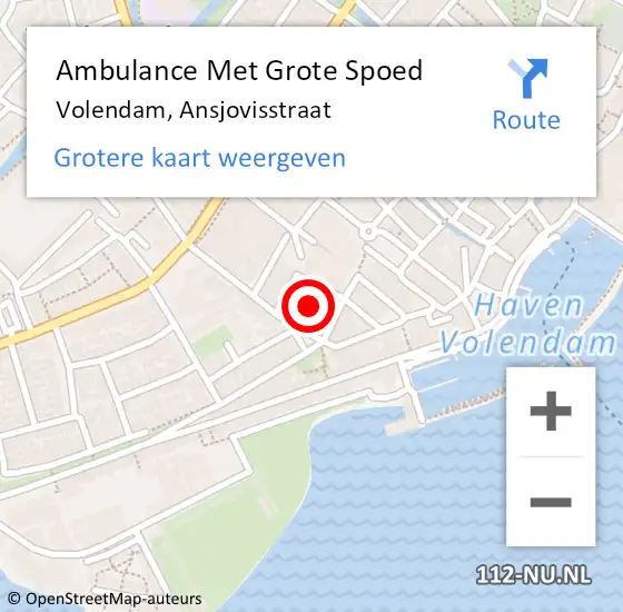 Locatie op kaart van de 112 melding: Ambulance Met Grote Spoed Naar Volendam, Ansjovisstraat op 4 augustus 2018 12:59