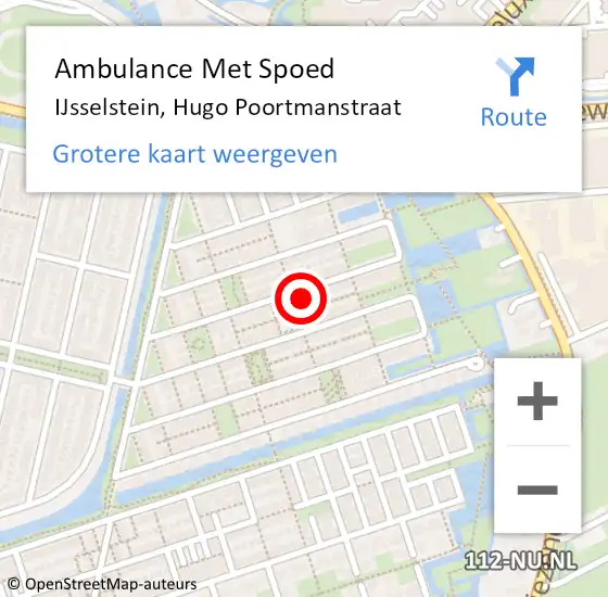 Locatie op kaart van de 112 melding: Ambulance Met Spoed Naar IJsselstein, Hugo Poortmanstraat op 4 augustus 2018 13:00