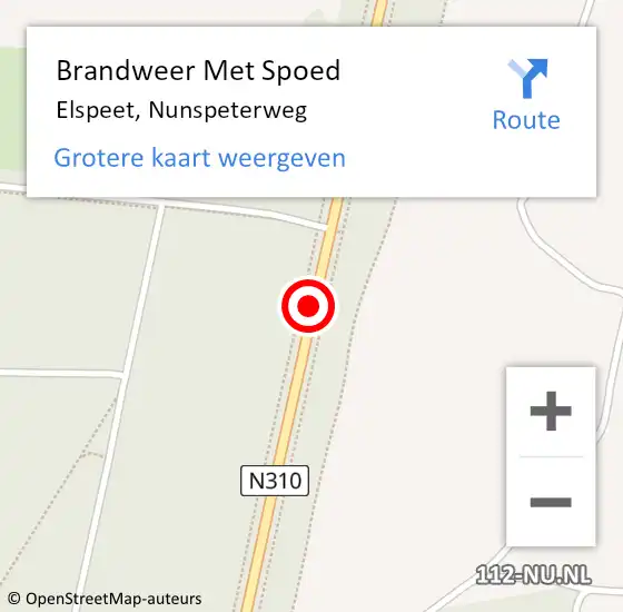 Locatie op kaart van de 112 melding: Brandweer Met Spoed Naar Elspeet, Nunspeterweg op 4 augustus 2018 13:38