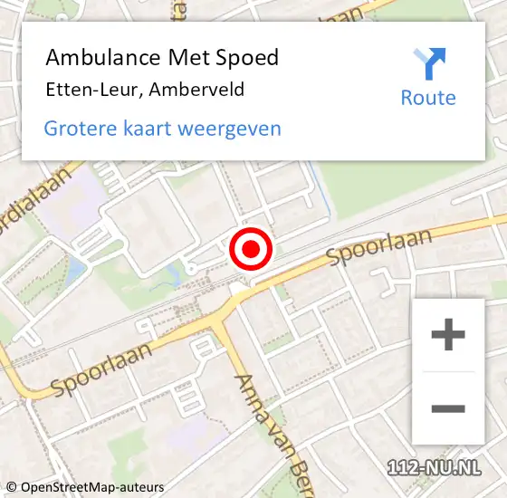 Locatie op kaart van de 112 melding: Ambulance Met Spoed Naar Etten-Leur, Amberveld op 4 augustus 2018 13:43