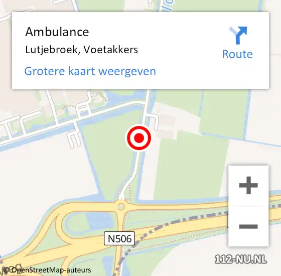 Locatie op kaart van de 112 melding: Ambulance Lutjebroek, Voetakkers op 4 augustus 2018 13:50