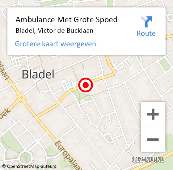 Locatie op kaart van de 112 melding: Ambulance Met Grote Spoed Naar Bladel, Victor de Bucklaan op 4 augustus 2018 13:53