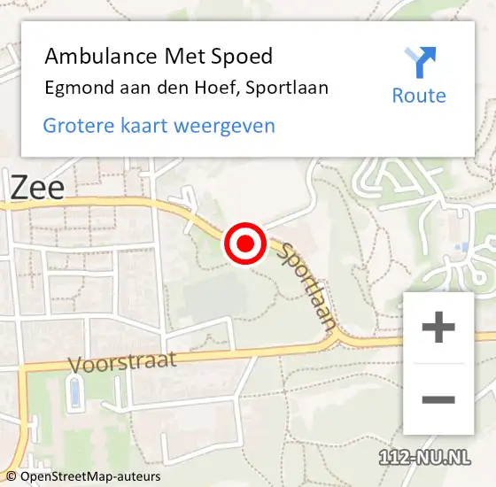 Locatie op kaart van de 112 melding: Ambulance Met Spoed Naar Egmond aan den Hoef, Sportlaan op 4 augustus 2018 14:56