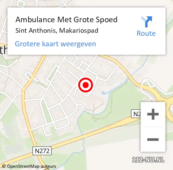 Locatie op kaart van de 112 melding: Ambulance Met Grote Spoed Naar Sint Anthonis, Makariospad op 4 augustus 2018 15:07