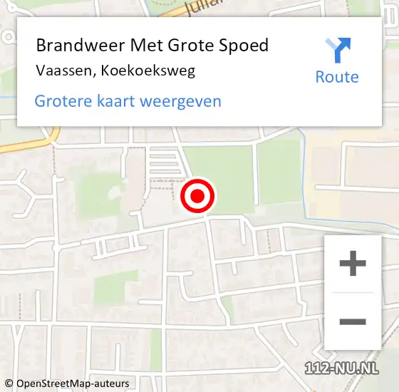 Locatie op kaart van de 112 melding: Brandweer Met Grote Spoed Naar Vaassen, Koekoeksweg op 4 augustus 2018 15:22