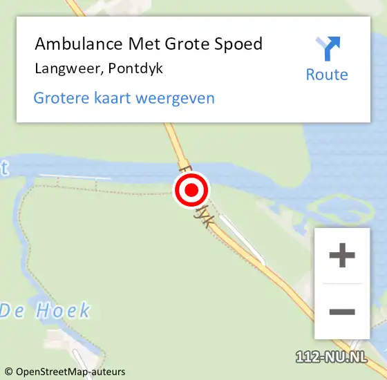 Locatie op kaart van de 112 melding: Ambulance Met Grote Spoed Naar Langweer, Pontdyk op 4 augustus 2018 15:30