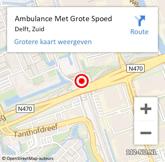 Locatie op kaart van de 112 melding: Ambulance Met Grote Spoed Naar Delft, Zuid op 4 augustus 2018 16:06