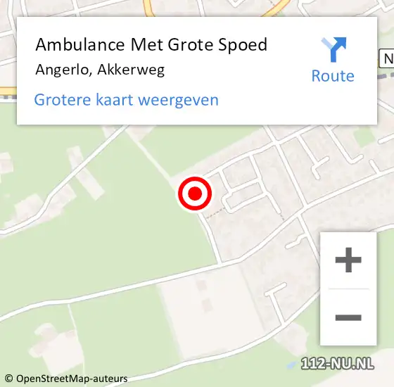 Locatie op kaart van de 112 melding: Ambulance Met Grote Spoed Naar Angerlo, Akkerweg op 5 maart 2014 05:38