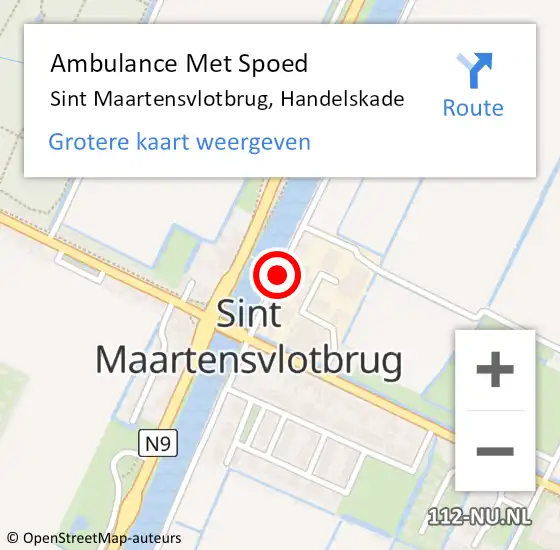 Locatie op kaart van de 112 melding: Ambulance Met Spoed Naar Sint Maartensvlotbrug, Handelskade op 4 augustus 2018 16:37