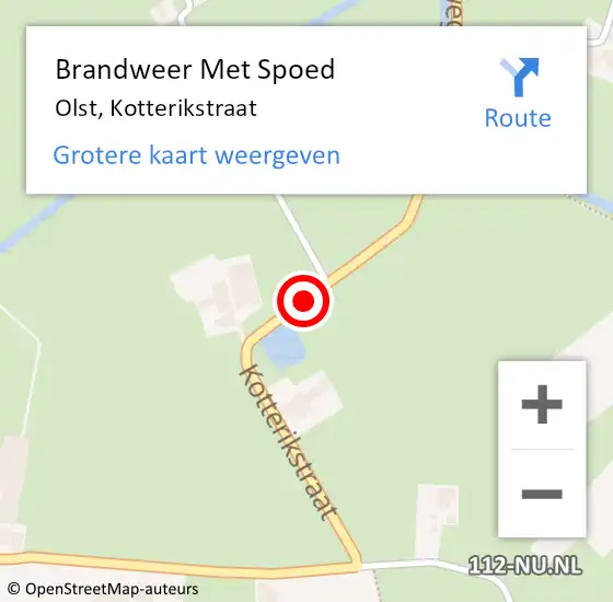 Locatie op kaart van de 112 melding: Brandweer Met Spoed Naar Olst, Kotterikstraat op 4 augustus 2018 17:00