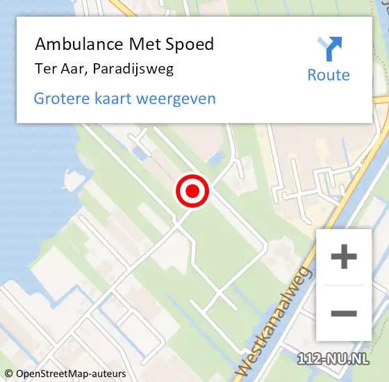 Locatie op kaart van de 112 melding: Ambulance Met Spoed Naar Ter Aar, Paradijsweg op 5 maart 2014 06:02