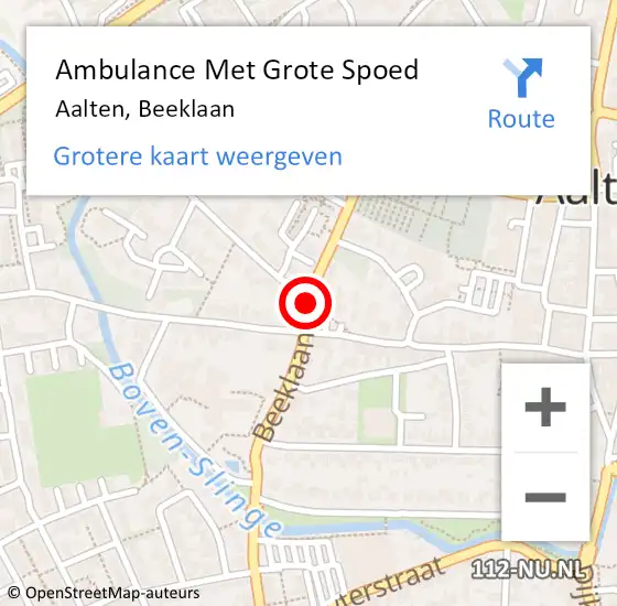 Locatie op kaart van de 112 melding: Ambulance Met Grote Spoed Naar Aalten, Beeklaan op 4 augustus 2018 17:08