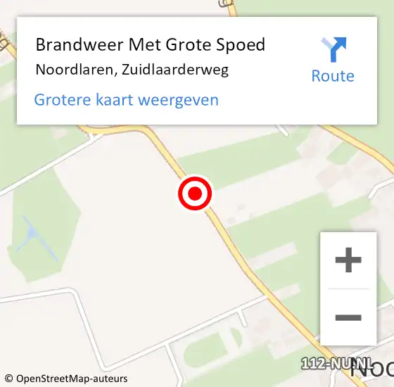 Locatie op kaart van de 112 melding: Brandweer Met Grote Spoed Naar Noordlaren, Zuidlaarderweg op 4 augustus 2018 17:11