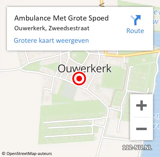 Locatie op kaart van de 112 melding: Ambulance Met Grote Spoed Naar Ouwerkerk, Zweedsestraat op 4 augustus 2018 17:37