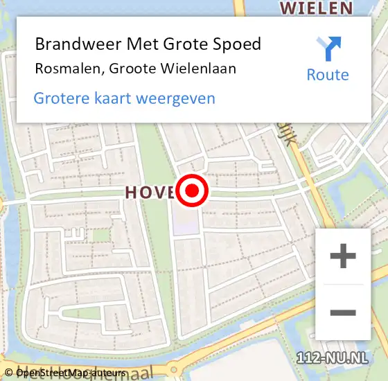 Locatie op kaart van de 112 melding: Brandweer Met Grote Spoed Naar Rosmalen, Groote Wielenlaan op 4 augustus 2018 17:45