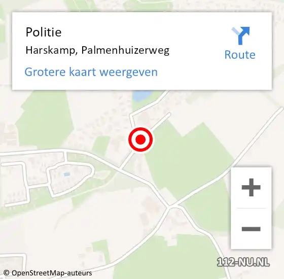 Locatie op kaart van de 112 melding: Politie Harskamp, Palmenhuizerweg op 4 augustus 2018 18:03