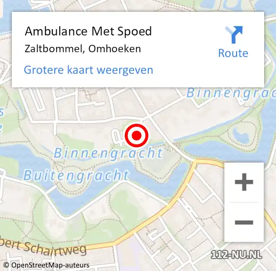 Locatie op kaart van de 112 melding: Ambulance Met Spoed Naar Zaltbommel, Omhoeken op 4 augustus 2018 18:45