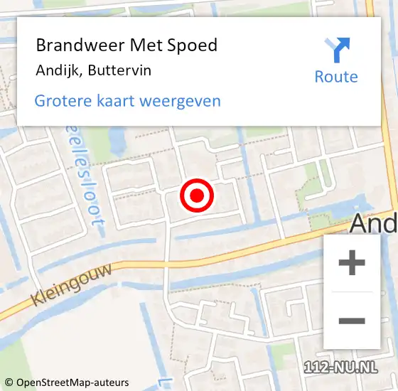 Locatie op kaart van de 112 melding: Brandweer Met Spoed Naar Andijk, Buttervin op 4 augustus 2018 18:50