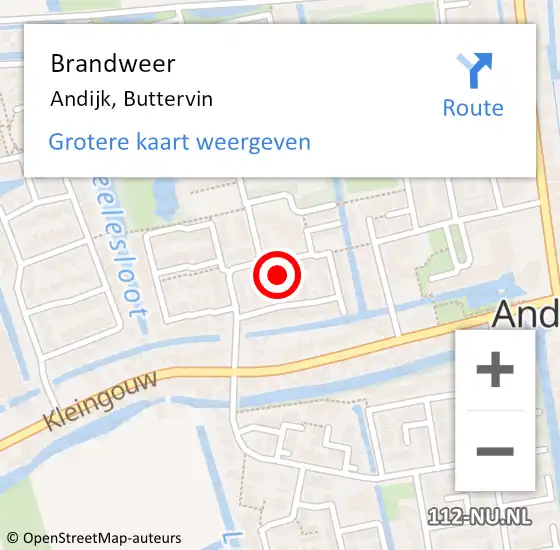 Locatie op kaart van de 112 melding: Brandweer Andijk, Buttervin op 4 augustus 2018 18:54