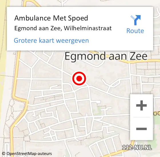 Locatie op kaart van de 112 melding: Ambulance Met Spoed Naar Egmond aan Zee, Wilhelminastraat op 5 maart 2014 06:49